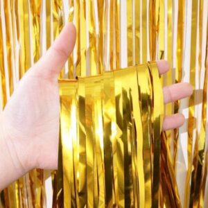 Metallic Golden Foil Curtain Backdrop for Party Decoration