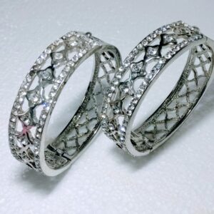 Elegant Silver-Tone Crystal Stone Bracelet Bangle for Women For Both Hands