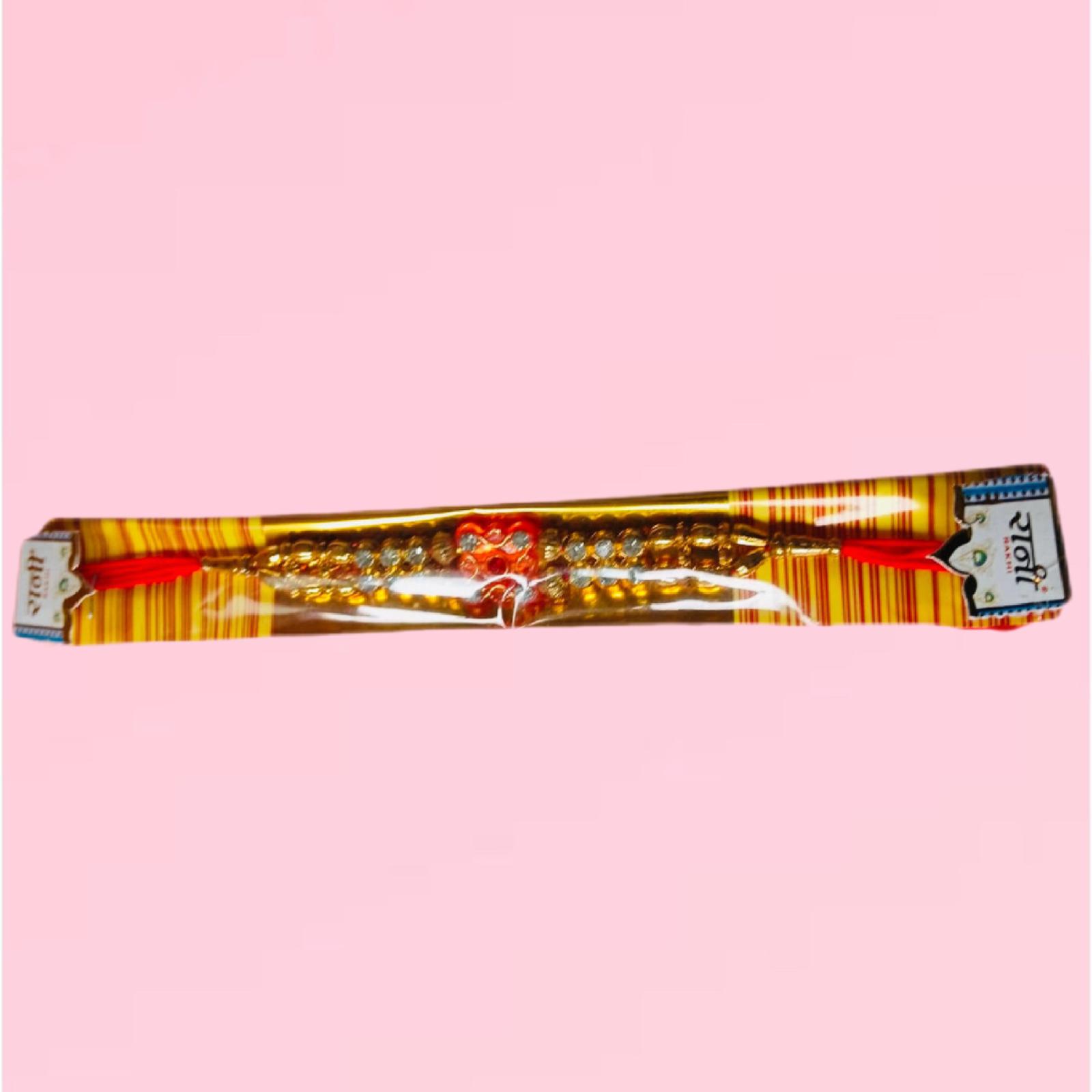 Traditional Gold-Tone Designer Rakhi for Brother