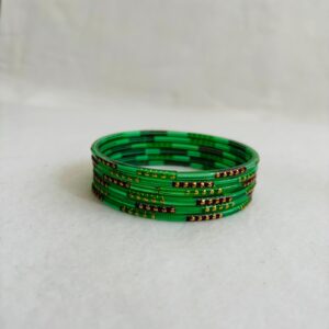 Green Beaded Glass Bangles Set