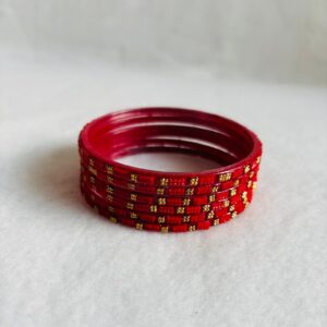 Maroon Beaded Glass Bangles Set