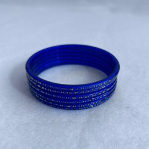 Blue Glitter Glass Bangles Set