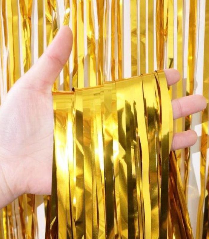 Metallic Golden Foil Curtain Backdrop for Party Decoration