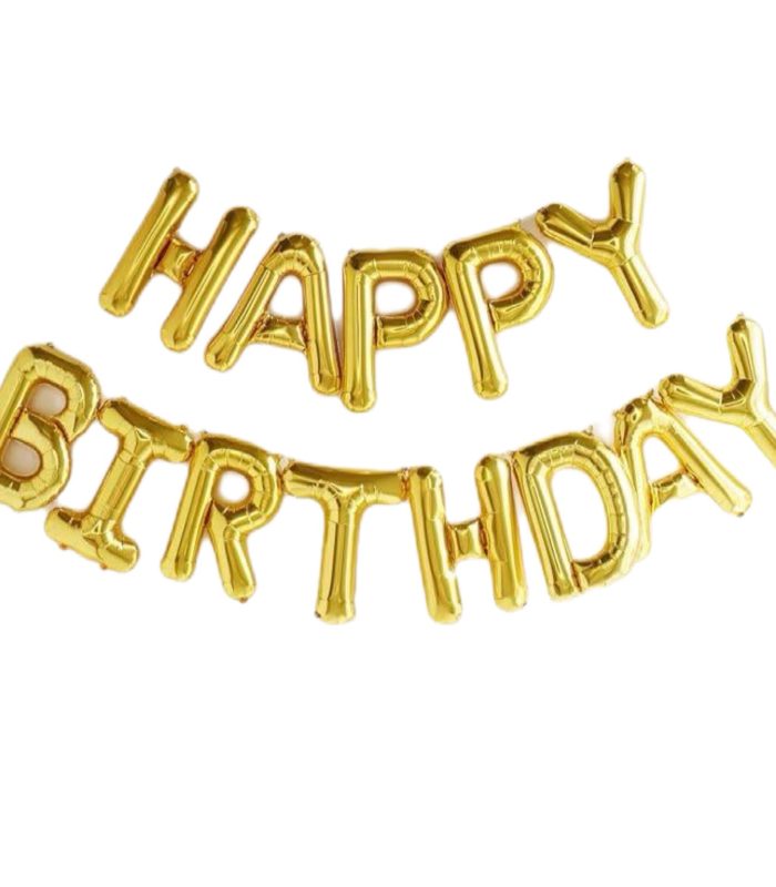Golden Color Happy Birthday Balloons