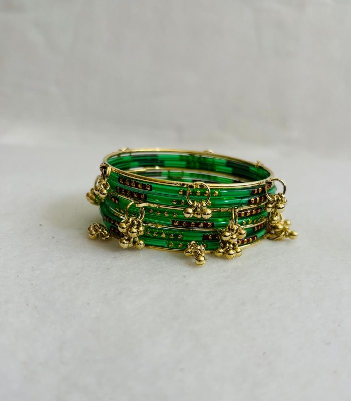Bright Green Glass Bangles Set