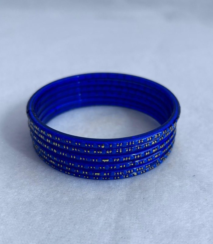 Blue Glitter Glass Bangles Set